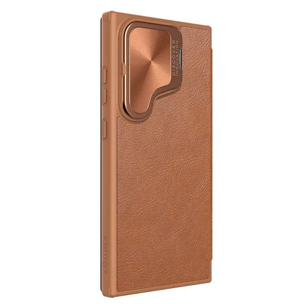 Leather S24 Ultra Case with Card Slot & Camera Protection - Glamour Gaurd