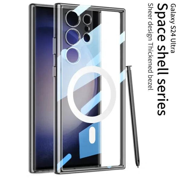 S24 Ultra Shockproof Transparent Magnetic Case - Glamour Gaurd