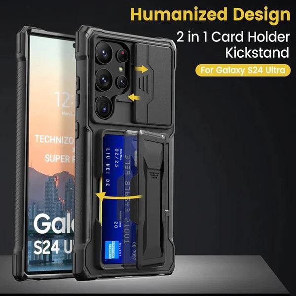 Shockproof S24 Ultra Case with Card Holder - Glamour Gaurd