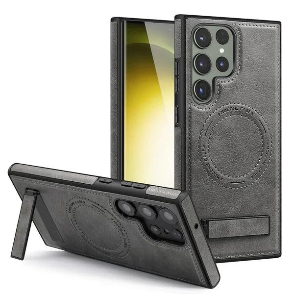 Samsung Galaxy S24 Case Leather Magnetic with Kickstand - Glamour Gaurd