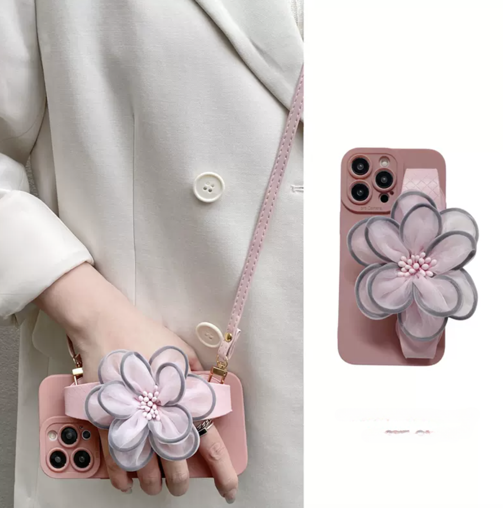 Pink Painting Flower Case For iPhone Series